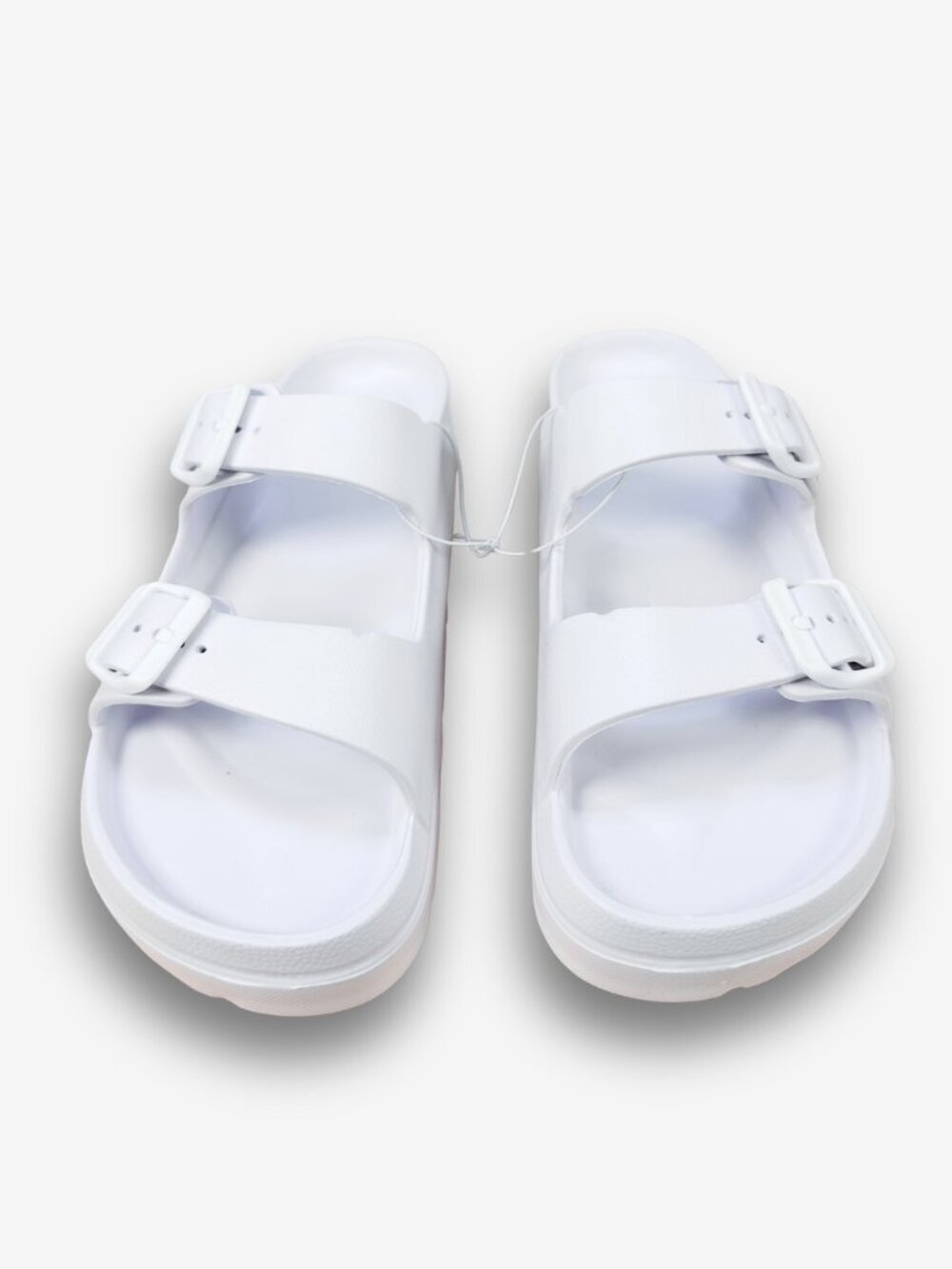 White EVA Pool Sandals Chunky Double Strap 7 Waterproof Vacation Slides